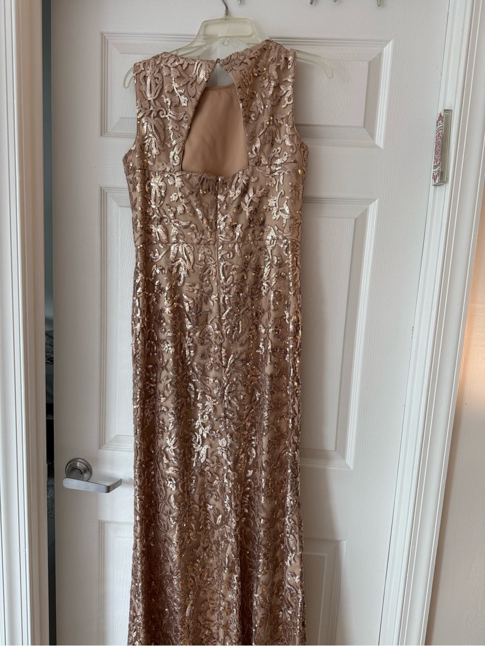 Vince Camuto Rose Gold Sequin Embellished Maxi Dress